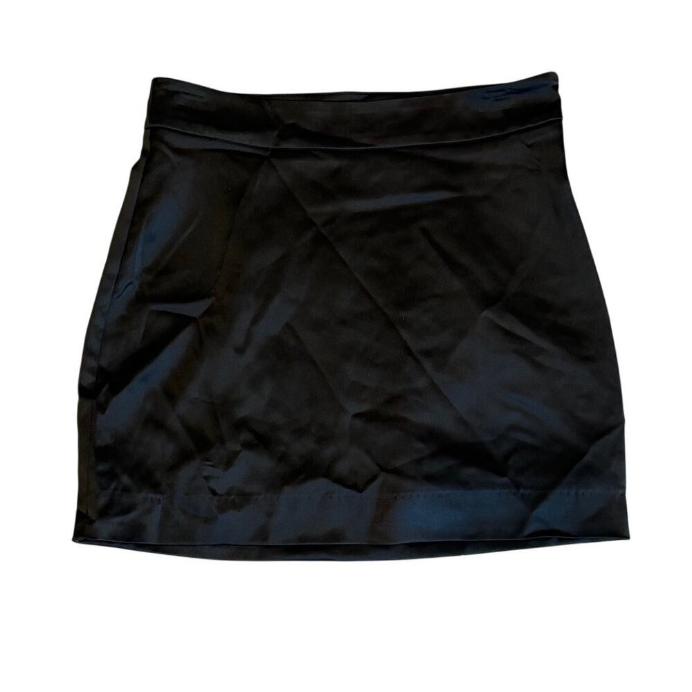 Generation Love Mika Satin Mini Skirt Black High Waist Party Womens XS